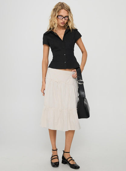 Cascades Low Rise Midi Skirt Beige / White Stripe