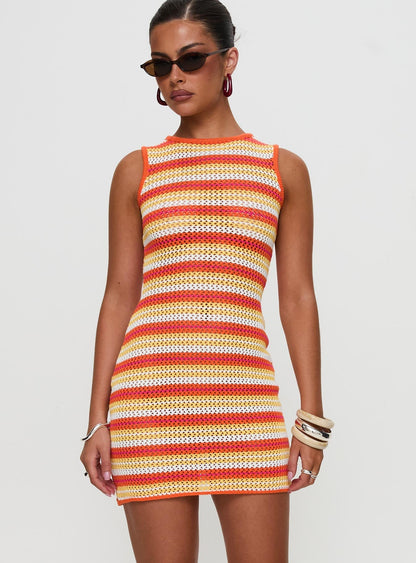 Oxygen Mini Dress Orange Stripe