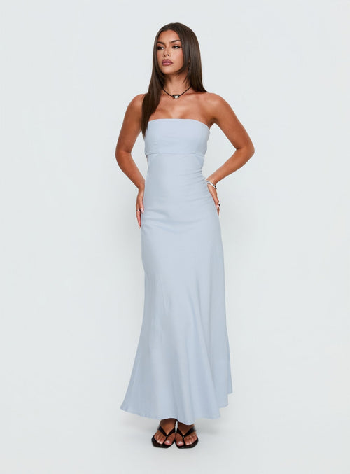 Yahir Strapless Maxi Dress Baby Blue