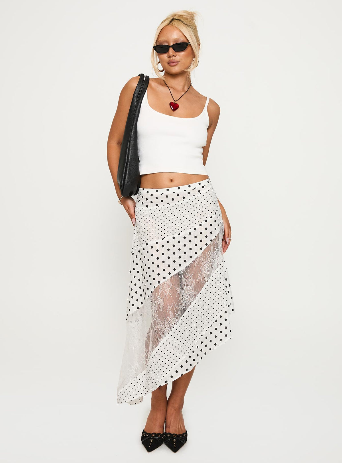 Rennar Maxi Skirt White / Polka Dot Petite