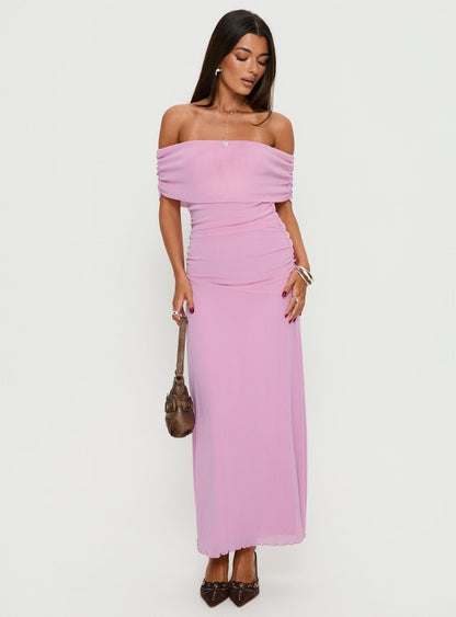 Penelopa Off Shoulder Maxi Dress Pink