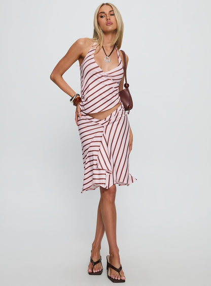 Esmeray Midi Skirt Pink Stripe