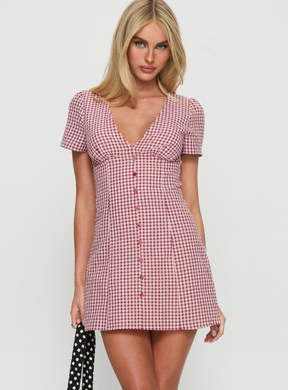 Loveliness Playsuit Red Check