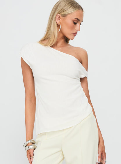 Kaylani One Shoulder Drape Top White