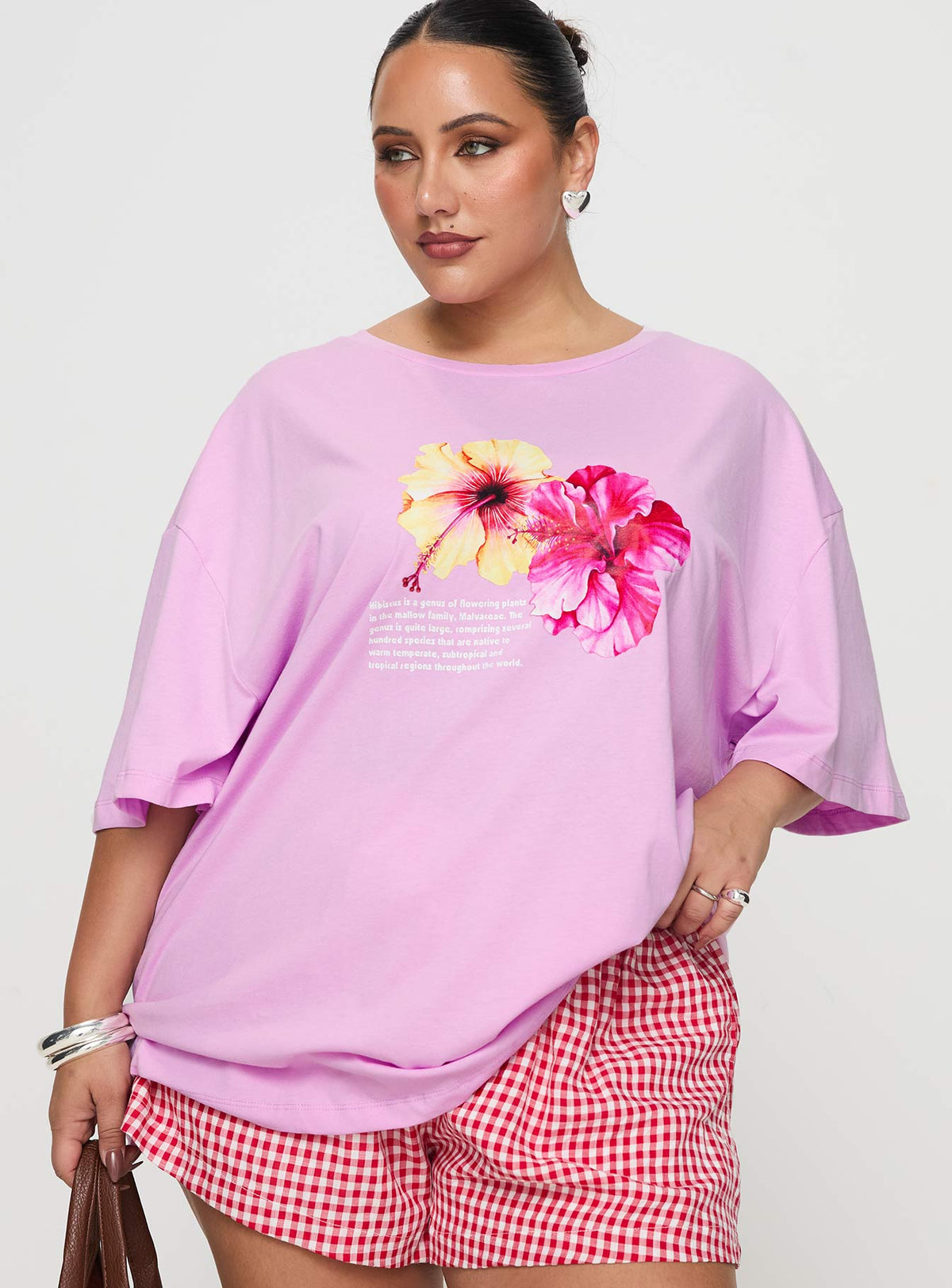 Hibiscus Haven Oversized Tee Pink Curve