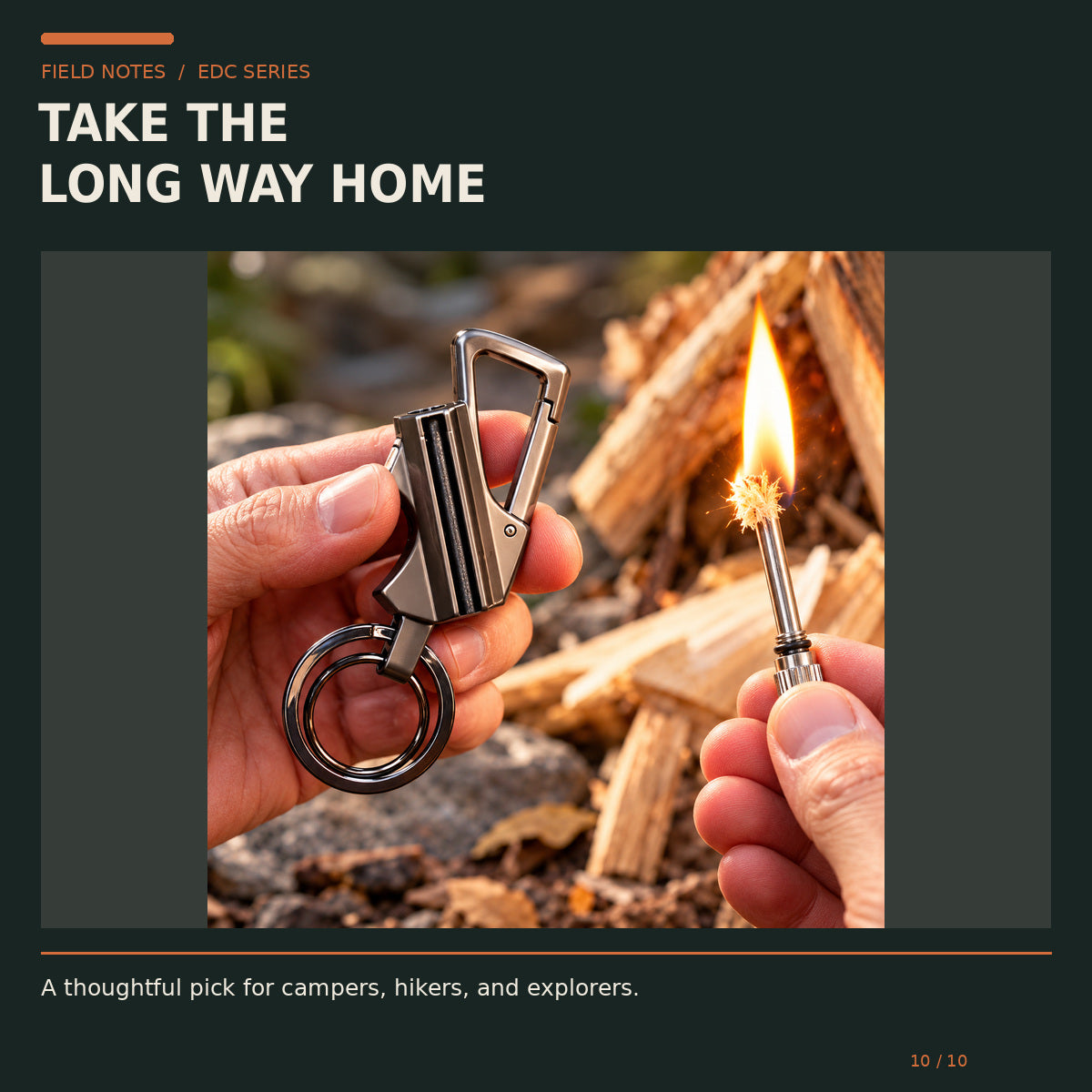 🔥 Limited-Time Offer | 3-in-1 Survival Keychain – Refillable Fire Starter, Bottle Opener & Carabiner Clip for Camping & Everyday Carry