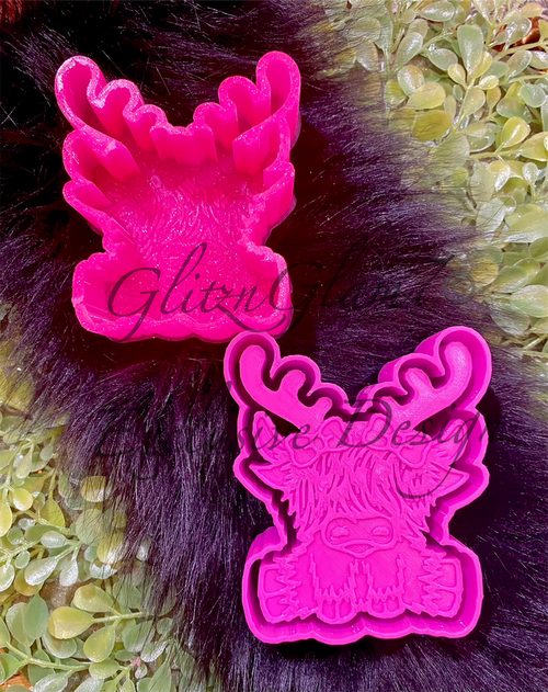 ** VENT CLIP **Reindeer Highland Cow ( WITH BOWS ) - GNG7 Exclusive