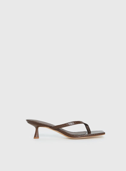 So Exclusive Snake Thong Heels Brown