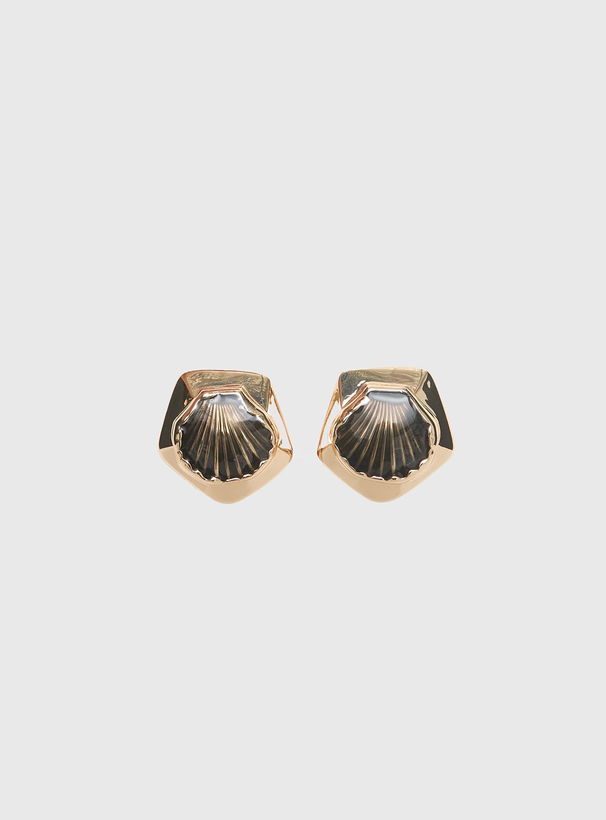 For The Thrill Shell Earrings Gold / Brown