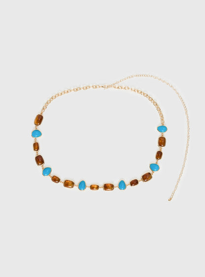 Nuvora Gemstone Chain Belt Gold