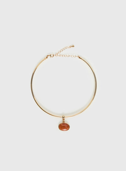 Tiera Gemstone Pendant Necklace Gold