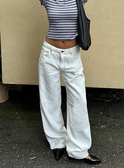 Top Model Low Rise Straight Leg Jeans Porcelain
