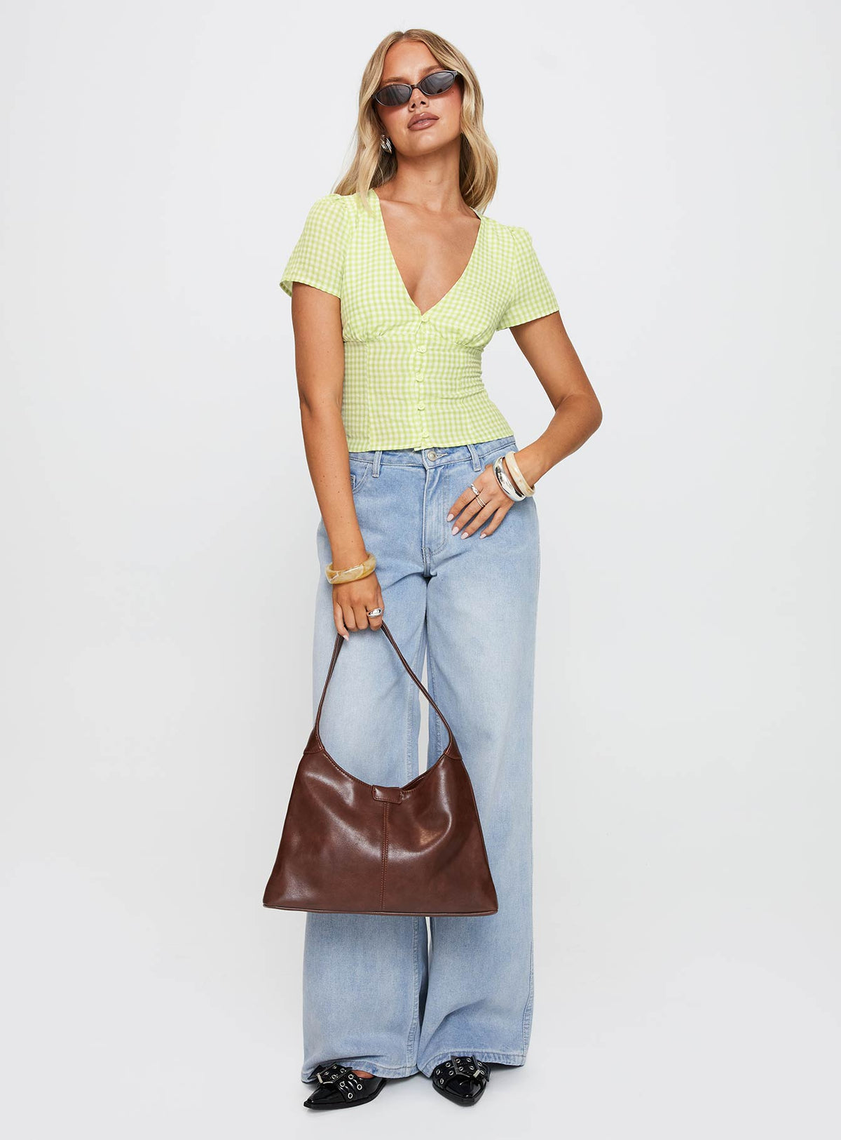 Isolda Top Green Gingham