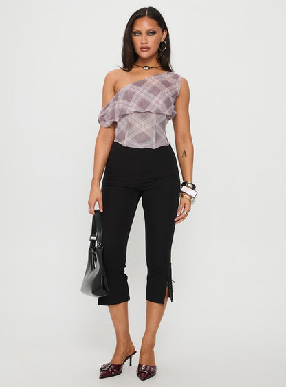 Amabelle Corset Draped Top Multi Plaid