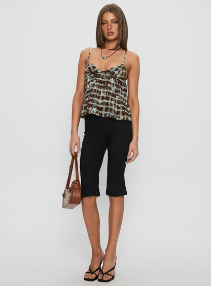 Zami Pleat Top Blue / Brown