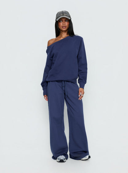Wellness Off the Shoulder Jumper Navy