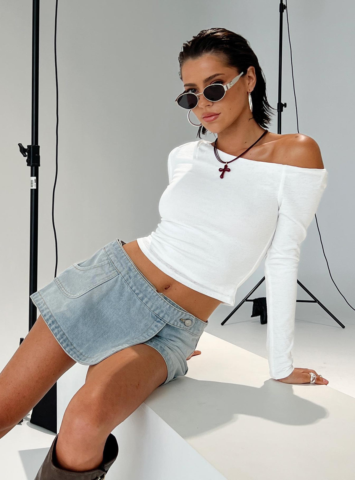 Down For The Ride Denim Skort Light Wash