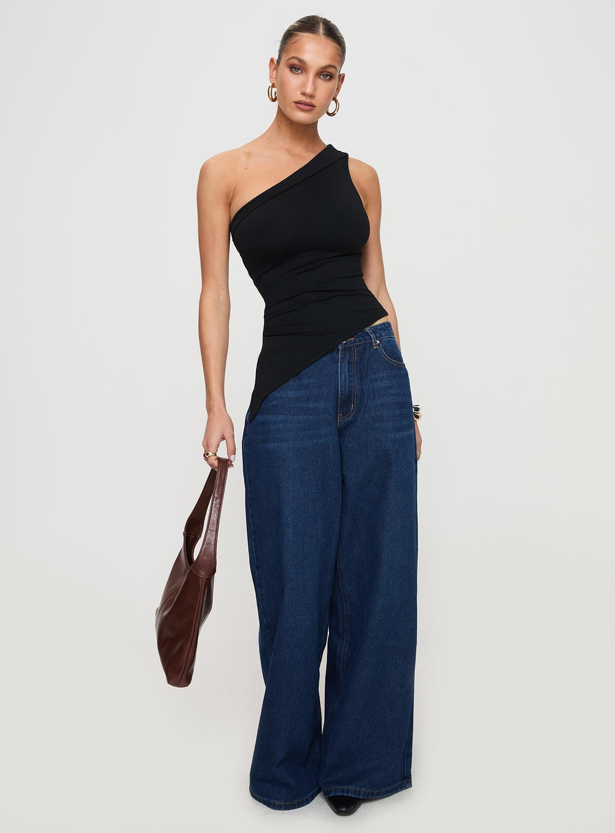 Lunah One Shoulder Top Black