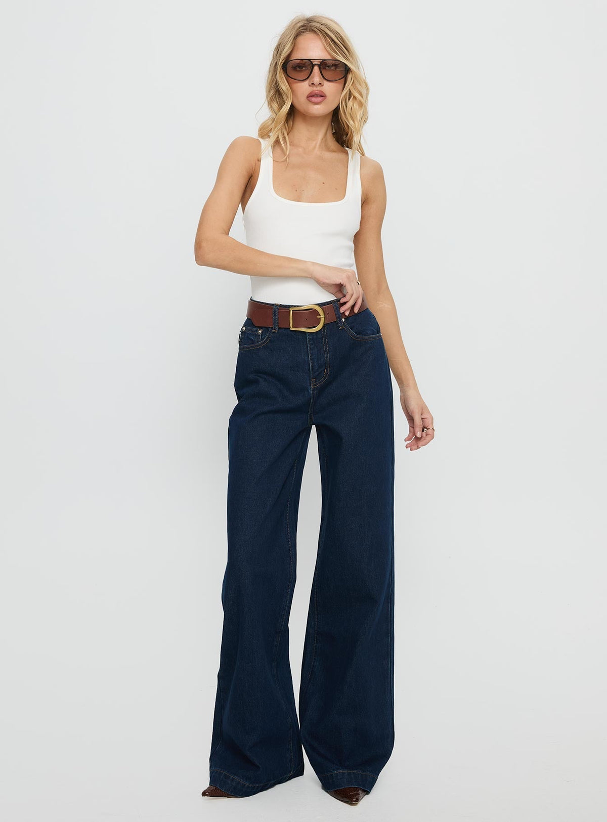 Goldie High Rise Wide Leg Jeans Indigo