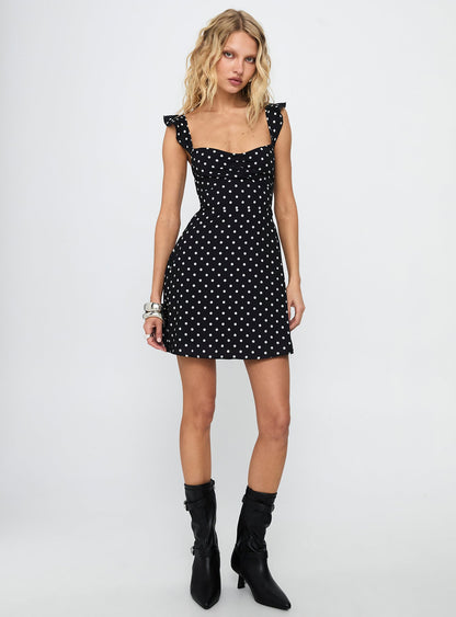 Landon Mini Dress Black / Polka Dot