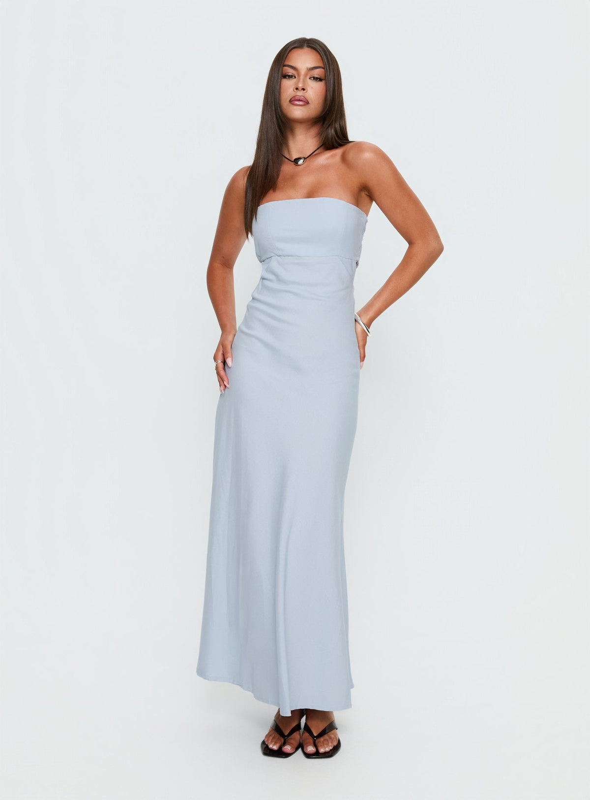 Yahir Strapless Maxi Dress Baby Blue