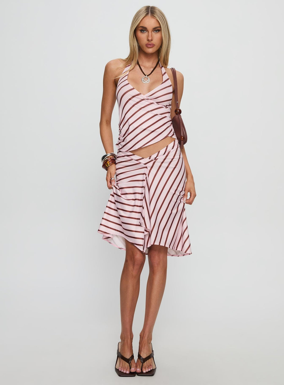 Esmeray Midi Skirt Pink Stripe