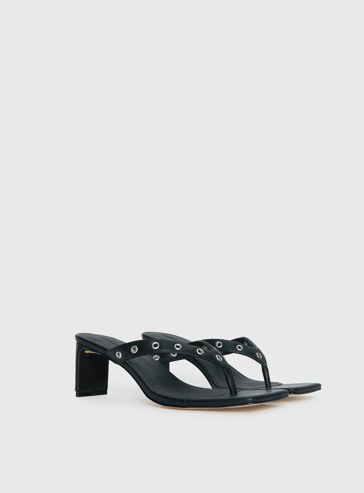 Party Hour Stud Detail Thong Heels Black