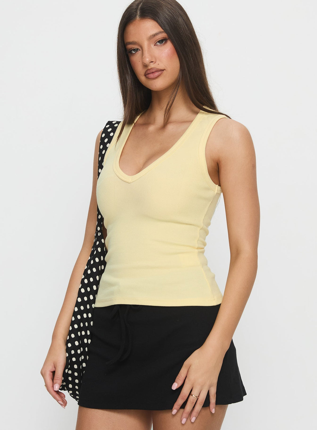 Baseline V Neck Rib Tank Top Yellow
