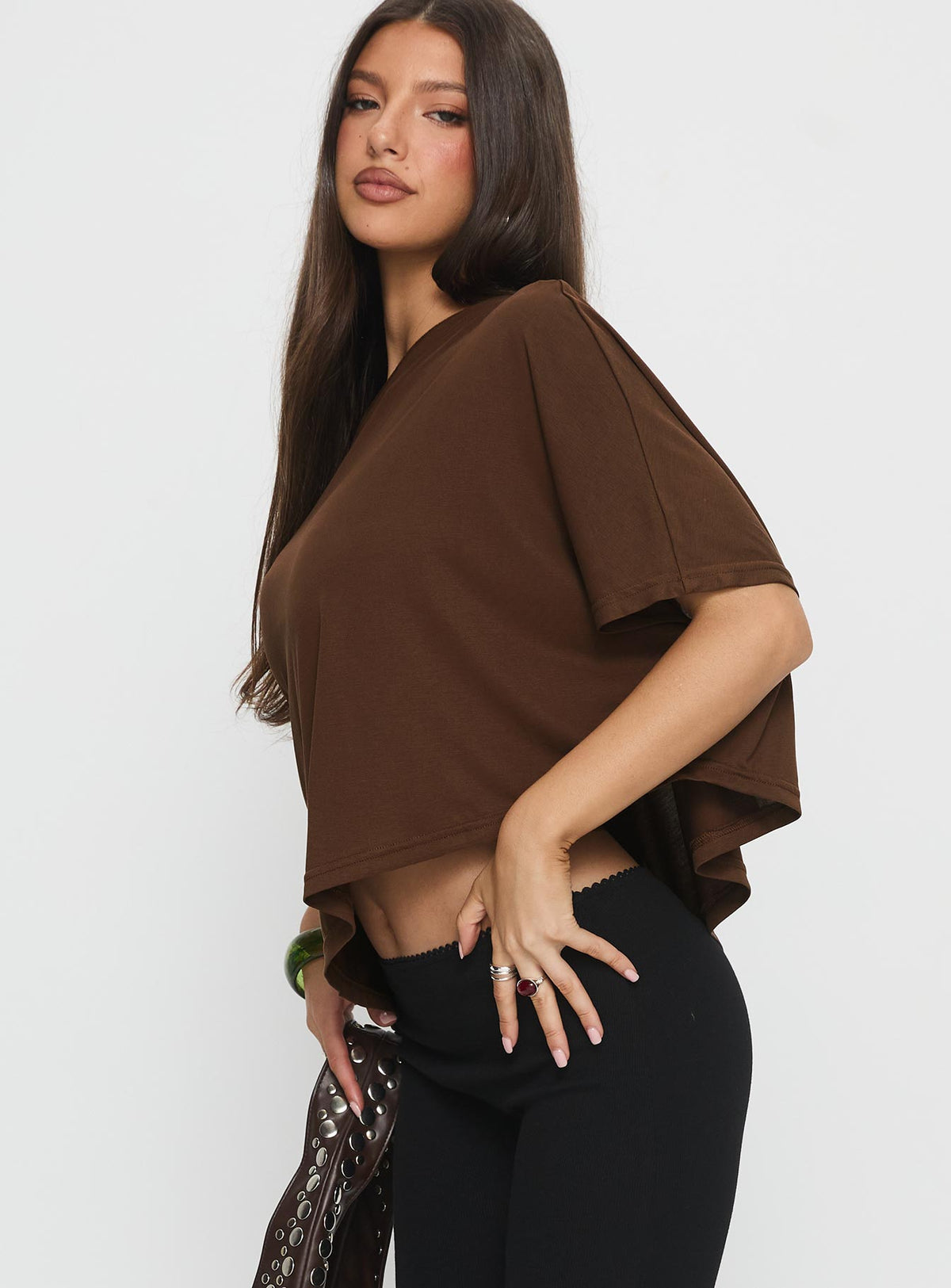 Passerby Asymmetrical Off Shoulder Top Brown