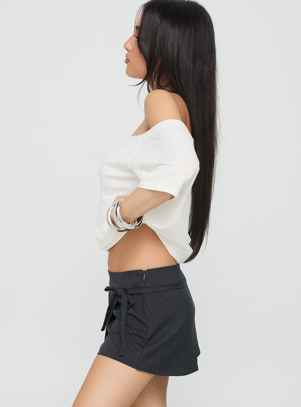 No Angel Wrap Skort Grey Pinstripe
