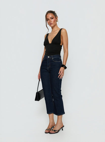 Cindee High Rise Cropped Jeans Raw Indigo
