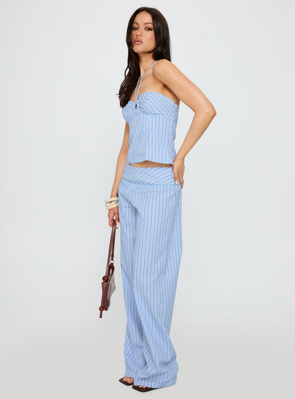 Sofea Mid Rise Pant Blue Stripe