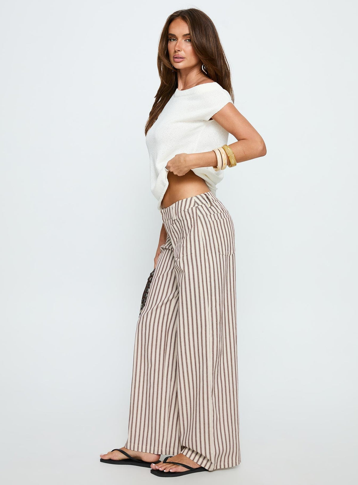 Vendi Low Rise Pant Brown Stripe