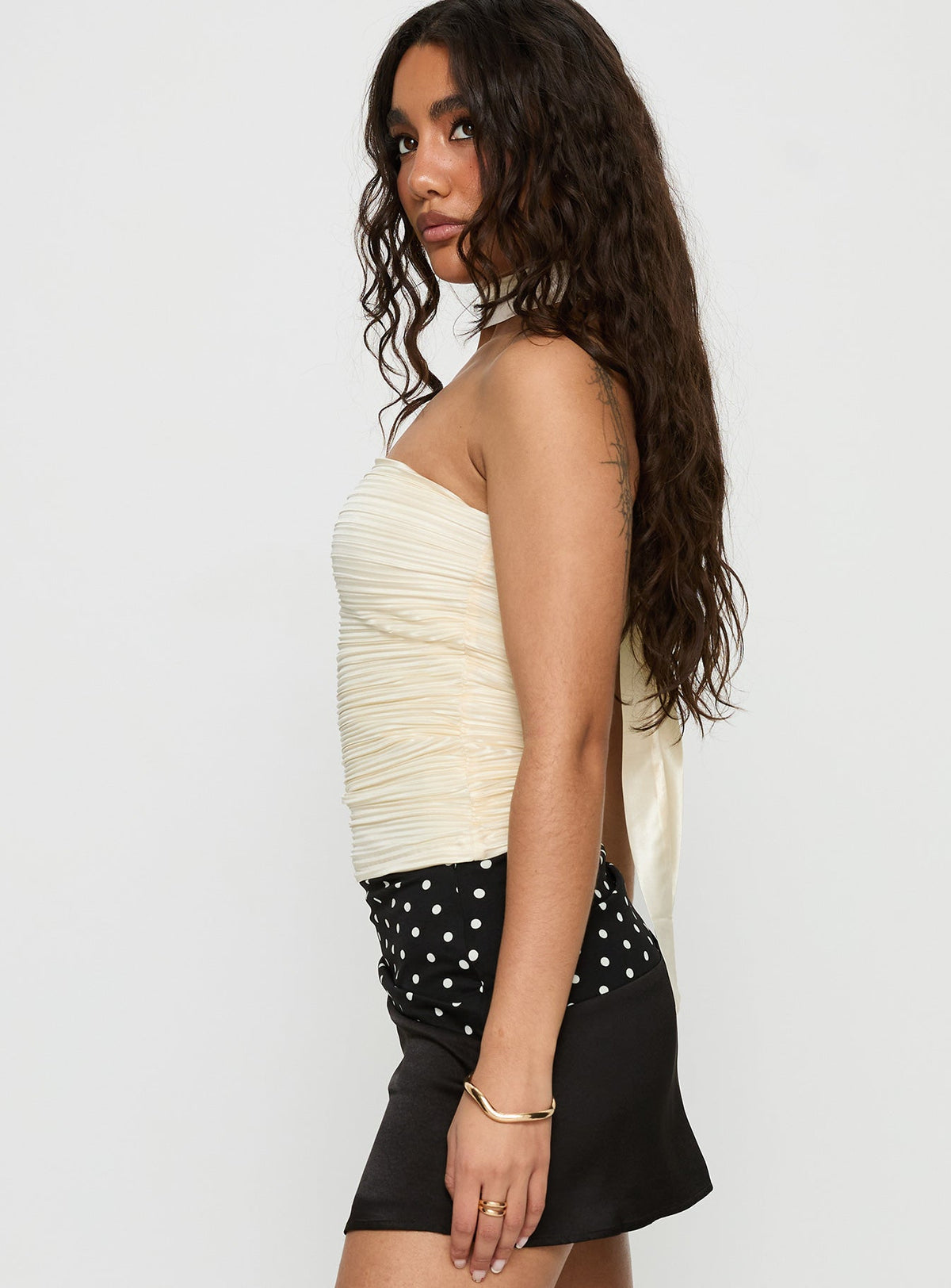 Plentiful Strapless Scarf Detail Top Champagne
