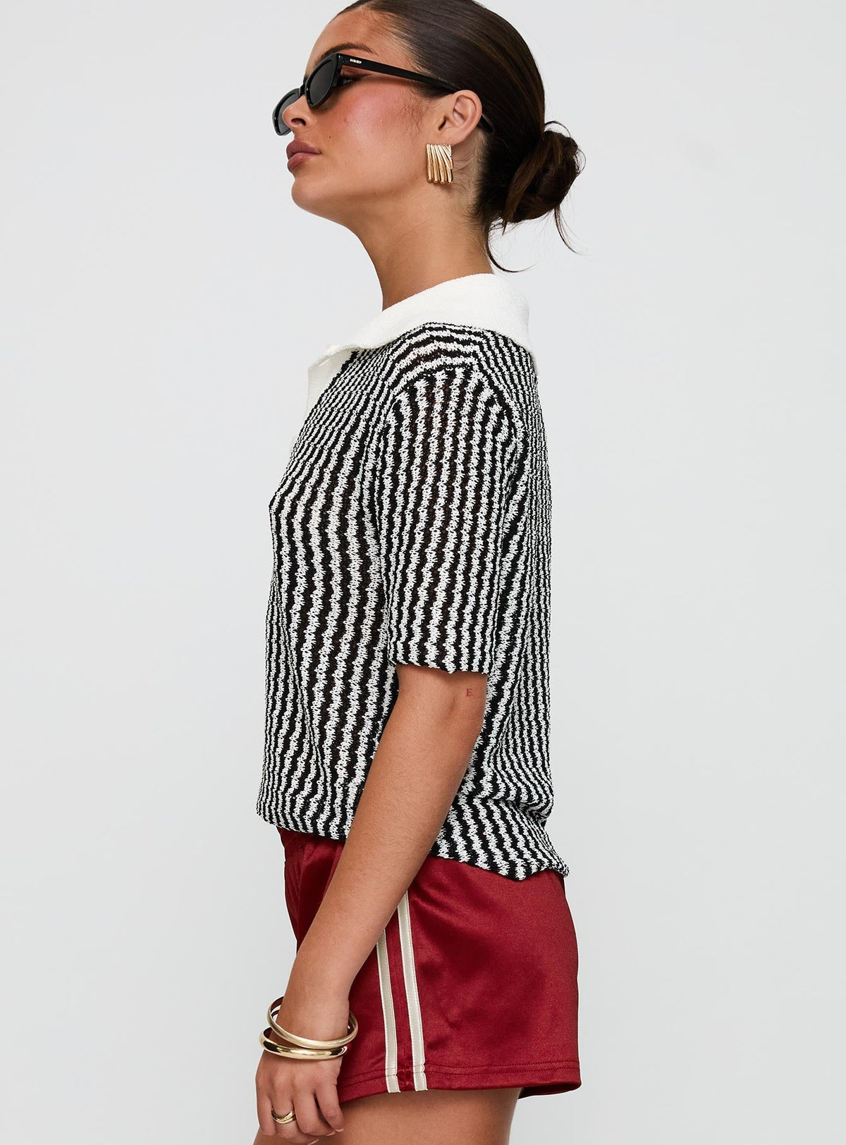 Tristar Collared Top Black