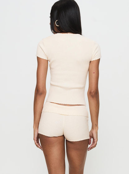 Monnika Heart Detail Knit Set Cream