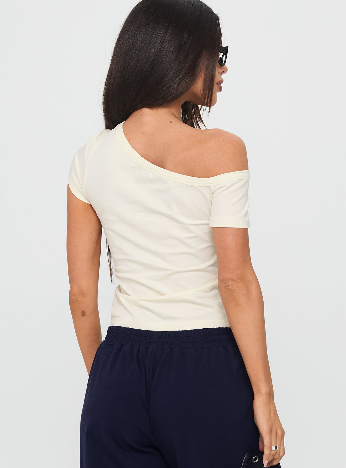 Cali Babe Cold Shoulder Top Ivory
