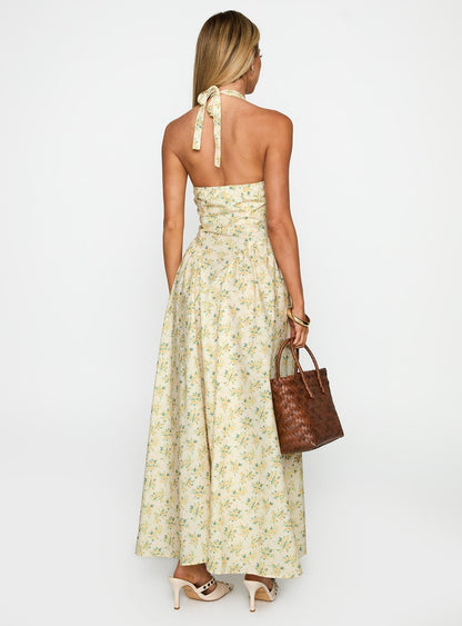 Monte Carlo Halter Maxi Dress Yellow