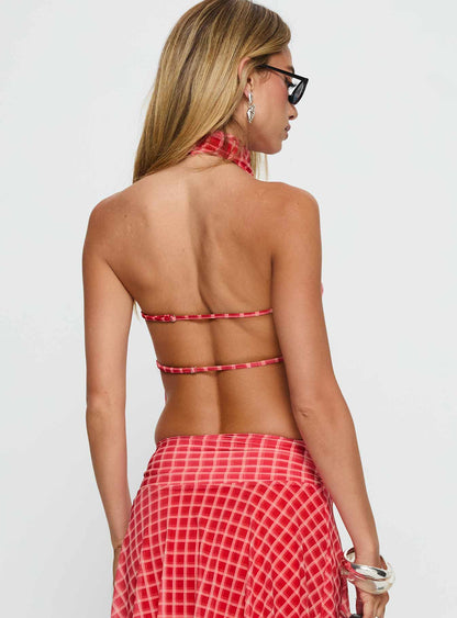 Scenic Route High Neck Top Red Check
