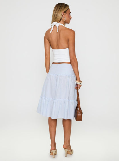 Cascades Low Rise Midi Skirt Blue / White Stripe