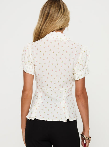 Esmarie Blouse Top White Floral