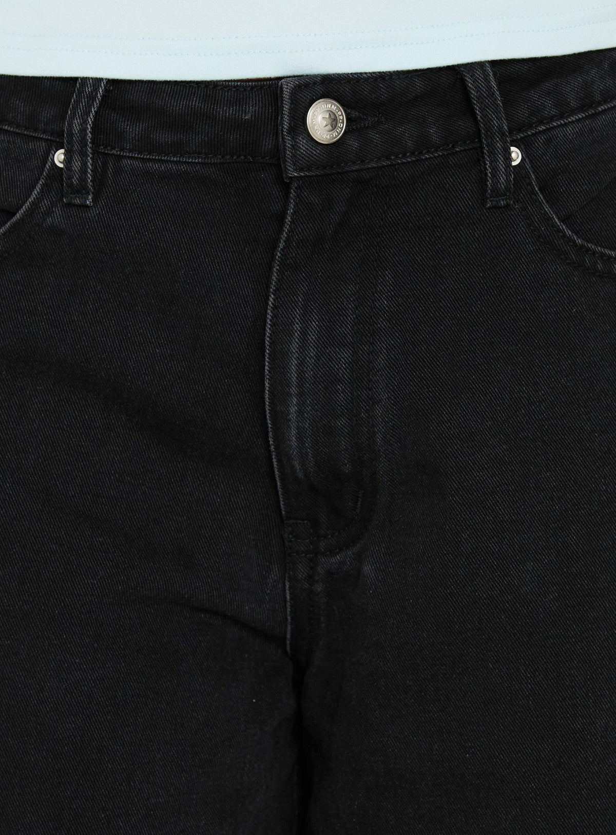 Naylor Mid Rise Wide Leg Jeans Washed Black Denim