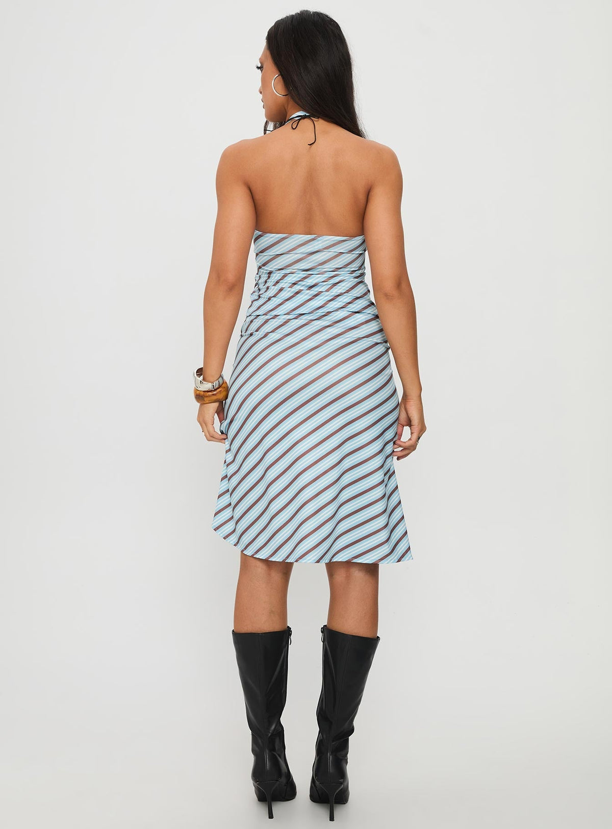 Esmeray Midi Skirt Blue Stripe