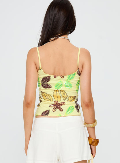 Lunavia Sequin Cami Top Lemon