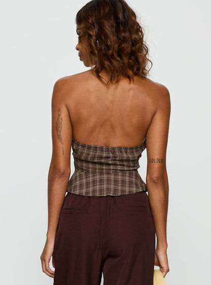 Pleasing Top Brown Check