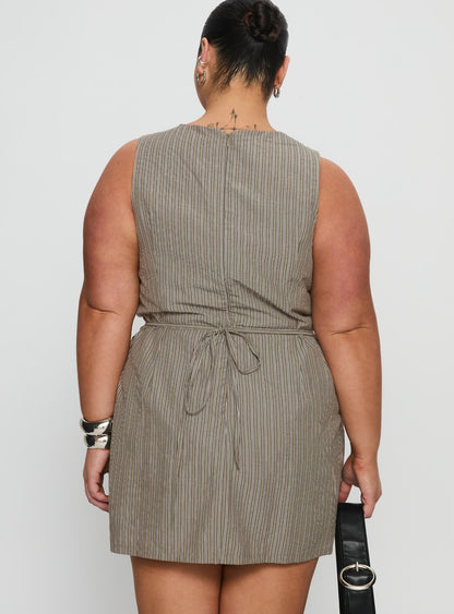Yumiko Romper Green Stripe Curve