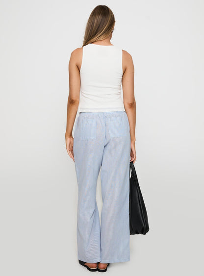 Holiday Tie Front Pant Blue/ White Stripe