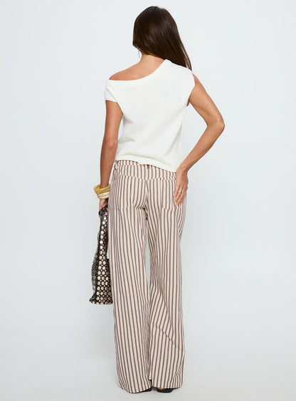 Vendi Low Rise Pant Brown Stripe