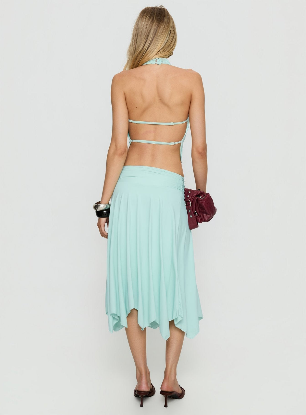 Scenic Route Asymmetrical Midi Skirt Blue