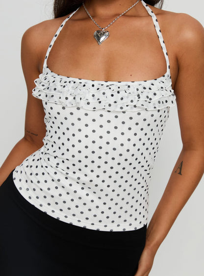 Days Of Summer Ruffle Top White Polka Dot